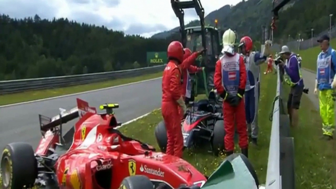 Formula 1 : ACCIDENTE de Fernando Alonso y Kimi Raikkonen _ G.P. Austria - Red Bull Ring 2015 (HD)