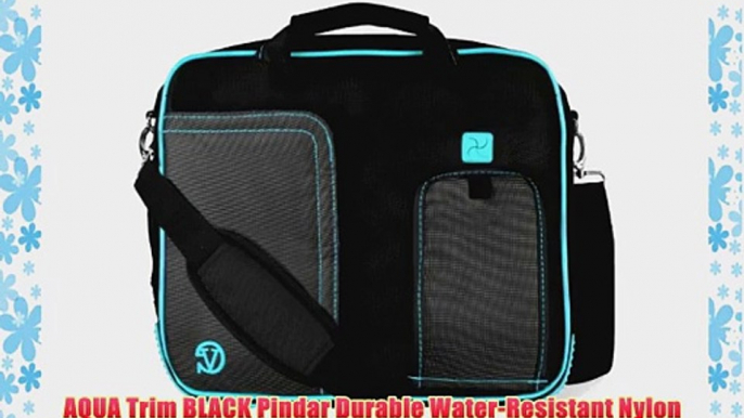 AQUA Trim BLACK Pindar Durable Water-Resistant Nylon Protective Carrying Case Messenger Shoulder