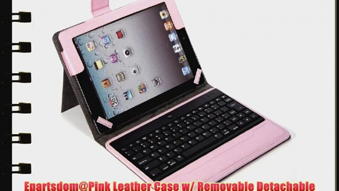 Epartsdom@Pink Leather Case w/ Removable Detachable Wireless ABS Bluethooth Keyboard For Apple