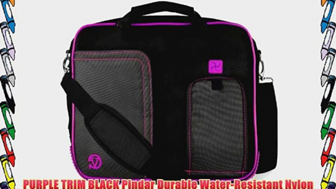 PURPLE TRIM BLACK Pindar Durable Water-Resistant Nylon Protective Carrying Case Messenger Shoulder