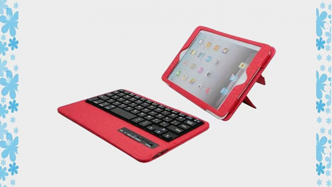 FOME QWERTY US Layout Premium Hard PU Leather Slim Folio Case with Detachable Bluetooth Keyboard