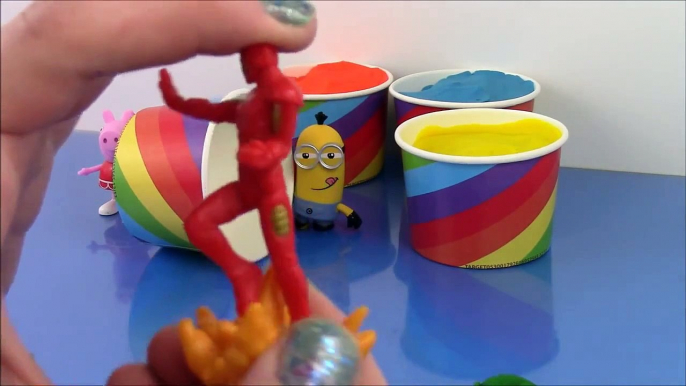 PlayDoh Ice Cream Surprise Eggs Toys Peppa Pig Spiderman Frozen Dora Iron Man