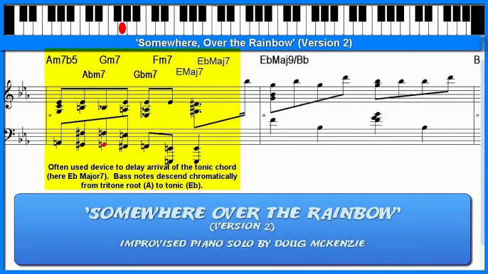 'Somewhere Over the Rainbow' (Version 2) - jazz piano tutorial