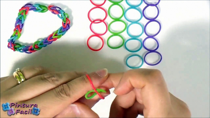 Como Hacer Pulseras de Gomas con los DEDOS FACIL Pulseras de Ligas Pintura Facil