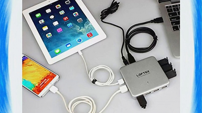 LOFTEK? 7 Ports High-Speed USB 3.0 Hub with 2 Charging Ports 5V /2.1A and 5V /1A 12V /4A Adapter