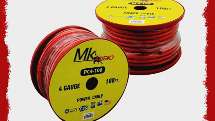 Mk Audio PC4-100RD 4 Gauge Spool Multi-Strand 100 Feet Power Wire Cable (Red)