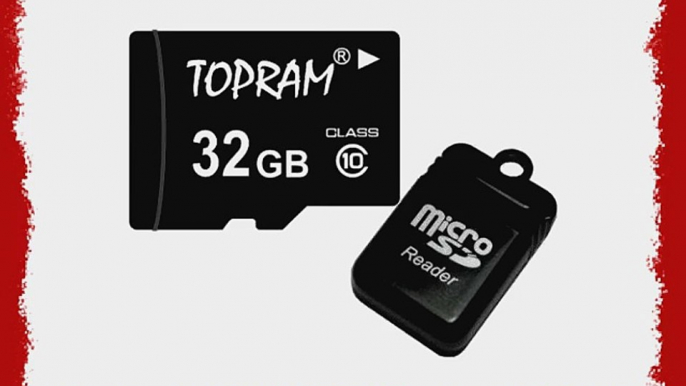 TOPRAM 32GB MicroSD MicroSDHC Card Class 10 32G C10 SHDC with SD Adapter and R11 Micro USB