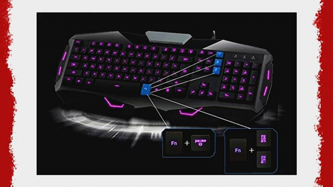 Superbpag 3 Color Changeable Backlit Illuminated USB Wired Gaming Keyboard with 19 Anti Ghosting