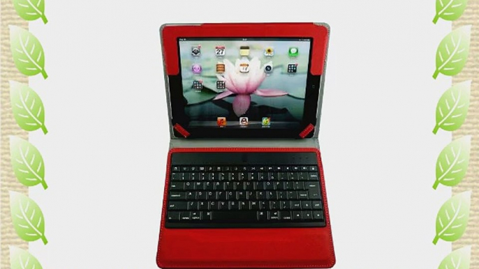 XKTTSUEERCRR Leather Case w/ Removable Detachable Wireless ABS Plastic Bluetooth Keyboard For