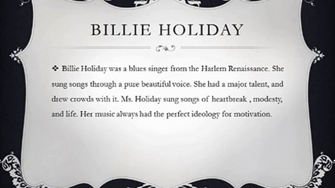Billie Holiday- Harlem Renaissance Project
