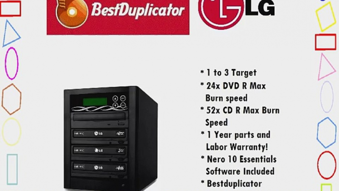 Bestduplicator BD-LG-3T 3 Target 24x SATA DVD Duplicator with Built-In LG Burner (1 to 3)