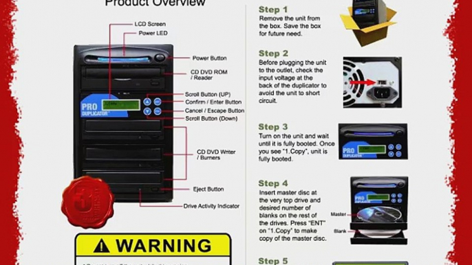 Produplicator 1 to 11 24X CD DVD Duplicator 128MB buffer (Free Burning Software) Copier Tower