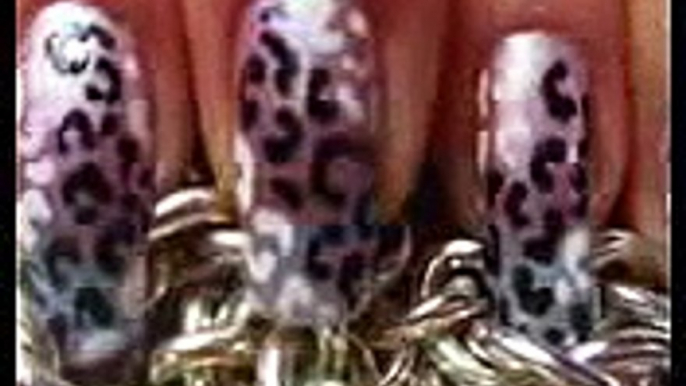 Gradient Leopard Print Nails for Valentines Day in Pink, Purple and Violet Design Nail Art Tutorial