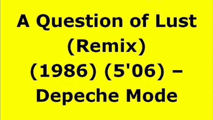 A Question of Lust (Remix) - Depeche Mode | 80s Dance Music | 80s Club Music | 80s Club Mixes