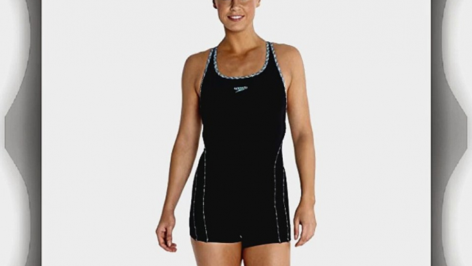 Speedo Women's Fit Tankini Leg Suit - Black/Chill Blue 32 Inch