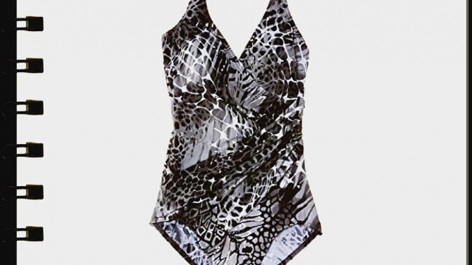 Miraclesuit Women's Oceanus Mariposa Animal Print Swimsuit Black Size 14