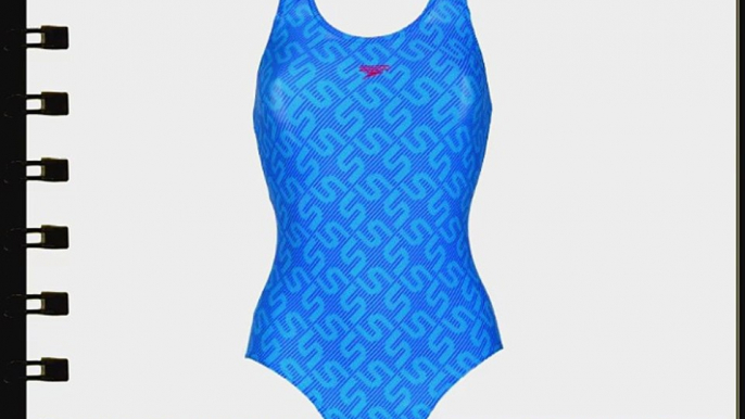 Speedo Endurance 10 Monogram Allover Splashback Girls Swimsuit SS14 Size- 26 Color- Purple/Blue