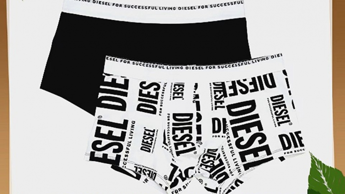 Diesel 2-Pack Diesel All Over Logo Boxer Trunks Black/White Size: Lar