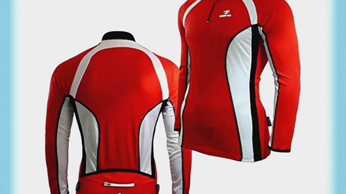 Deko Mens Long Sleeve Cycling Jersey Retro Top Cycle Shirt RED White Black (medium)