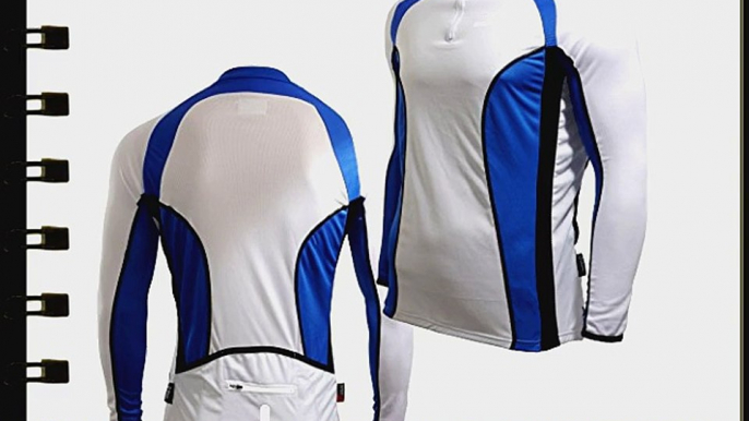 Deko Mens Long Sleeve Cycling Jersey Retro Cycle Shirt White Blue Black (large)