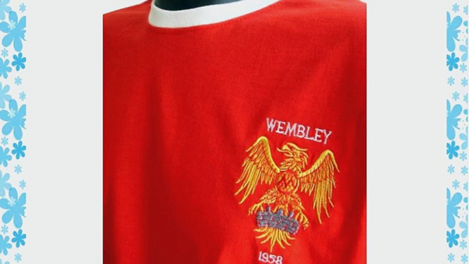 Retro Manchester United 1958 Wembley Football T Shirt New Sizes S-XXL Embroidered Logo