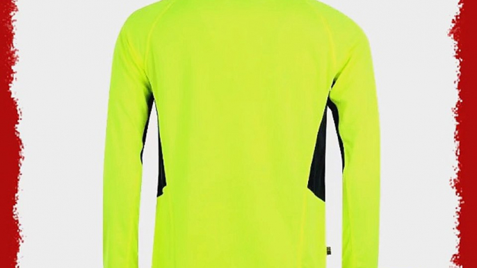 Mens Running Top Yellow Hi Viz and Reflective Long Sleeve Tshirt with Quarter Zip For Ventilation