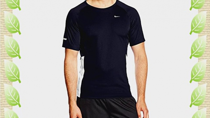 Nike Men's Miler UV Team Short Sleeve Top - Dark Obsidian/White/Reflective Silver Medium