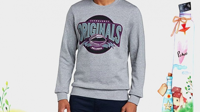 Jack and Jones Men's Home Sweat Crew Neck Long Sleeve Sweatshirt Light Grey Melange X-Large