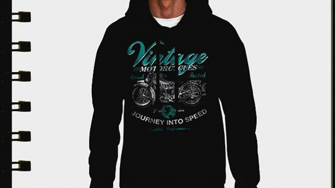 Wellcoda | Vintage Motorcycles Mens NEW Biker Rider Black Hoodie 2XL