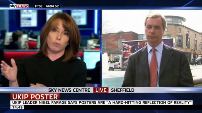 Nigel Farage vs Kay Burley on UKIP 'racism' attacks (22Apr14)