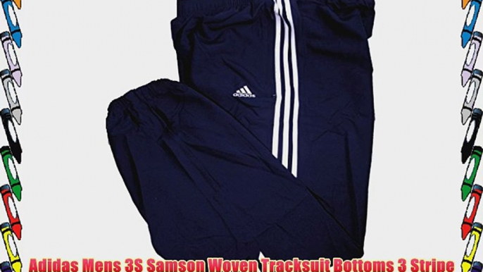 Adidas Mens 3S Samson Woven Tracksuit Bottoms 3 Stripe Joggers Performance Jog Pant Navy/White