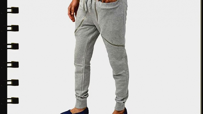 Mens Boys Designer Skinny Slim Stretch Pique Joggers Casual Bottoms GA107 Grey Large - 34 Waist