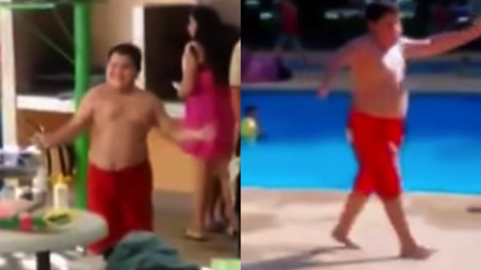 Kid Dances To Cuban Pete at a Pool Party | What's Trending Now