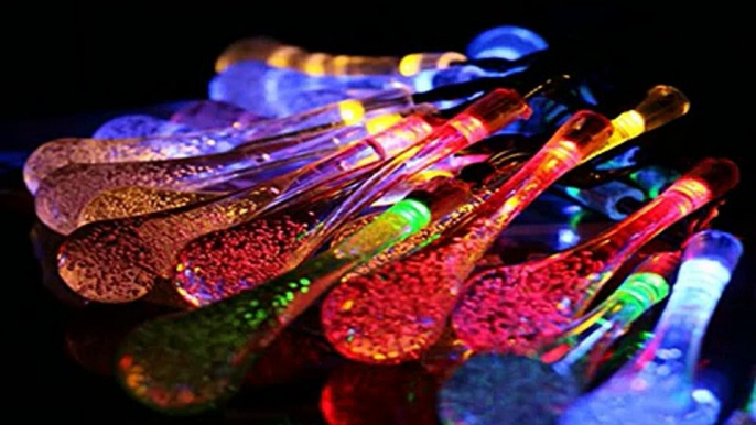 Check M&T TECH 20 LED Icicle Lights Solar Powered Raindrop String Fairy Lights for Out Top