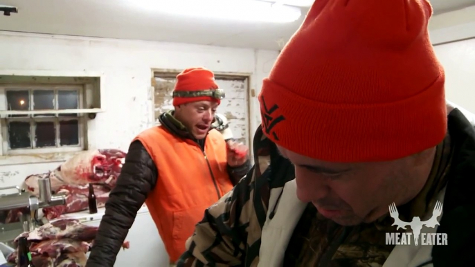 Joe Rogan and Bryan Callen Help Butcher their Deer on MeatEater with Steven Rinella