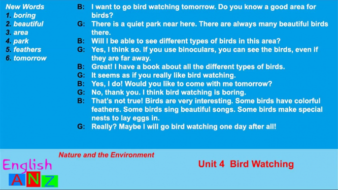 Unit 4: Bird Watching - Listening Practice Through Dictation 1