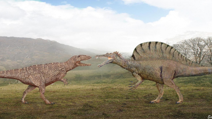 Spinosaurus vs Carcharodontosaurus - Planet Dinosaur - BBC