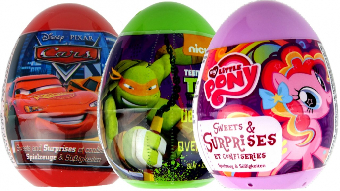 Surprise Eggs Kinder Surprise Disney Pixar Cars2 My Little Pony Turtles Candy + toy + sticker