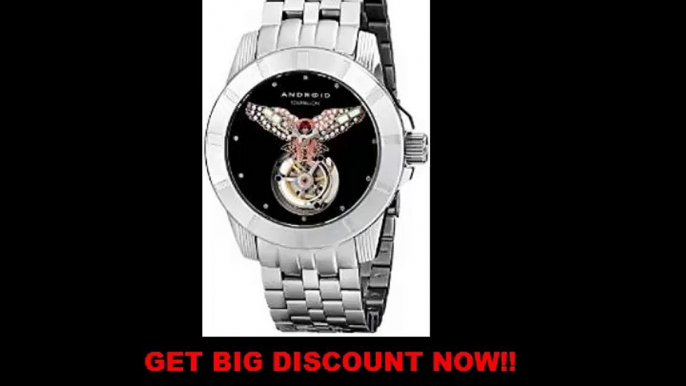 SALE Android Men's AD811ARS Bald Eagle Tourbillon Analog Display Automatic Self Wind Silver Watch