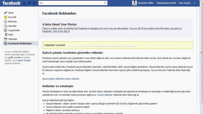 Facebook Reklamları Engelleme