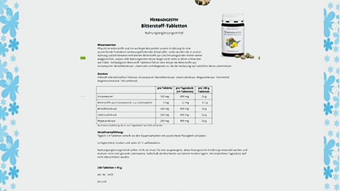 Sanct Bernhard Herbadigestiv Bitterstoff-Tabletten mit Enzianwurzel Benediktenkraut 150 Tabletten