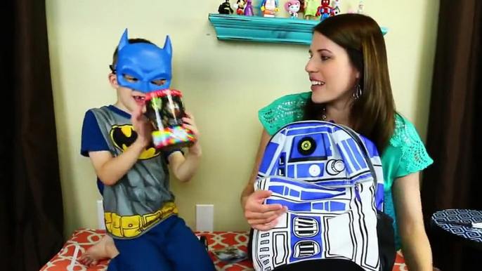 BACK TO SCHOOL Surprise Toys & Blind Bags With Little Batman's R2D2 Star Wars Backpack DisneyCarToys