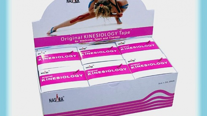 NASARA Kinesiologie Tape kinesiologische Tapes * pink * 5m x 50mm * Spenderbox (6er VE Umkarton)