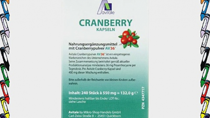 Avitale Cranberry Kapseln 400 mg 240 St?ck  1er Pack (1 x 132 g)