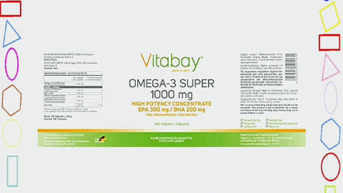 Omega 3 Super 1000 mg (inkl. Fetts?uren EPA 300 mg DHA 200 mg) - 240 Kapseln - f?r mehr Vitalit?t