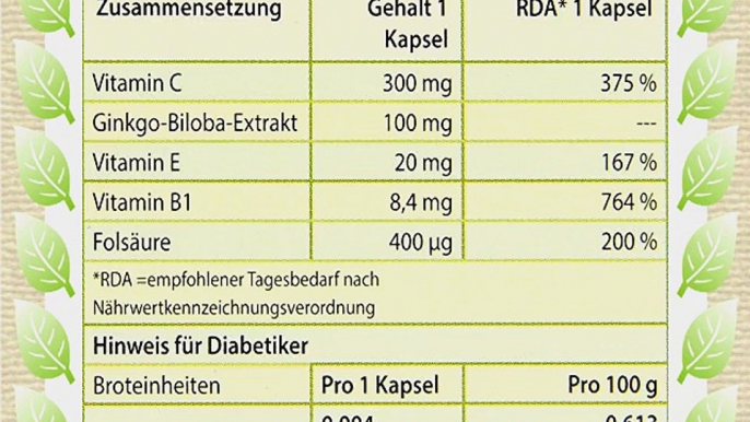 Avitale Ginkgo 100 mg Kapseln   B1 C   E 192 St?ck  1er Pack (1 x 112 g)