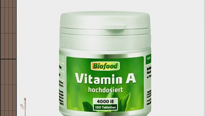 Biofood Vitamin A Retinol 4000 iE hochdosiert 180 Tabletten - wichtig f?r gutes Sehen.