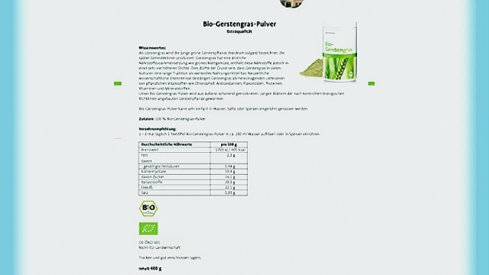 Sanct Bernhard Bio-Gerstengras-Pulver 400g