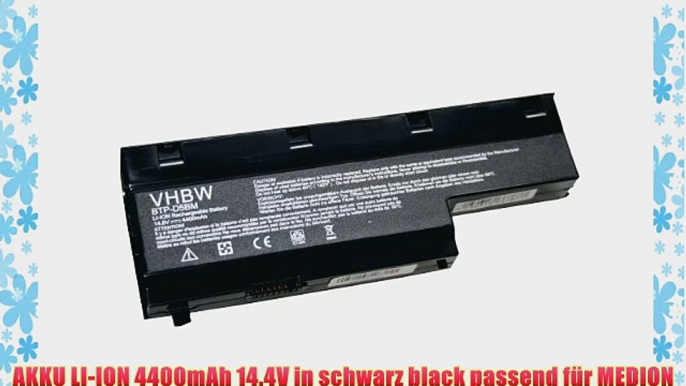 AKKU LI-ION 4400mAh 14.4V in schwarz black passend f?r MEDION Akoya MD97437 MD97513 MD97558