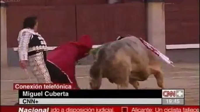 Spanish bullfighter gored by bull